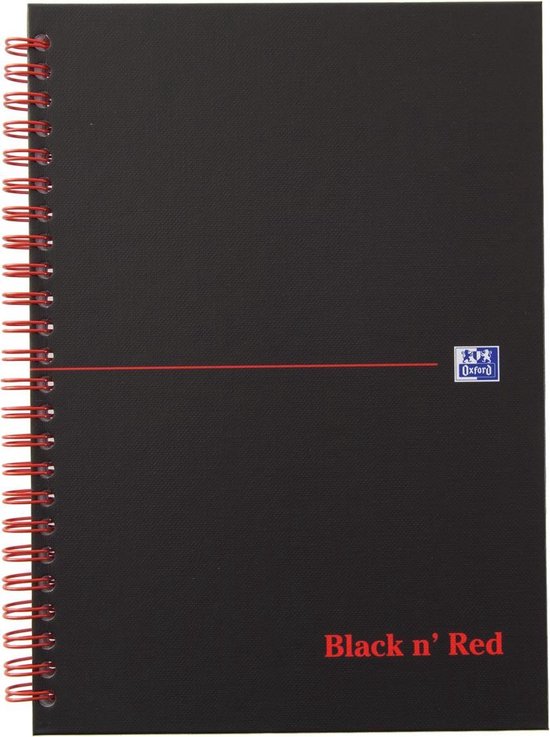Oxford Black Red - Notitieboek A5 - Ruitjes Papier - 90g - Hardcover - | bol.com