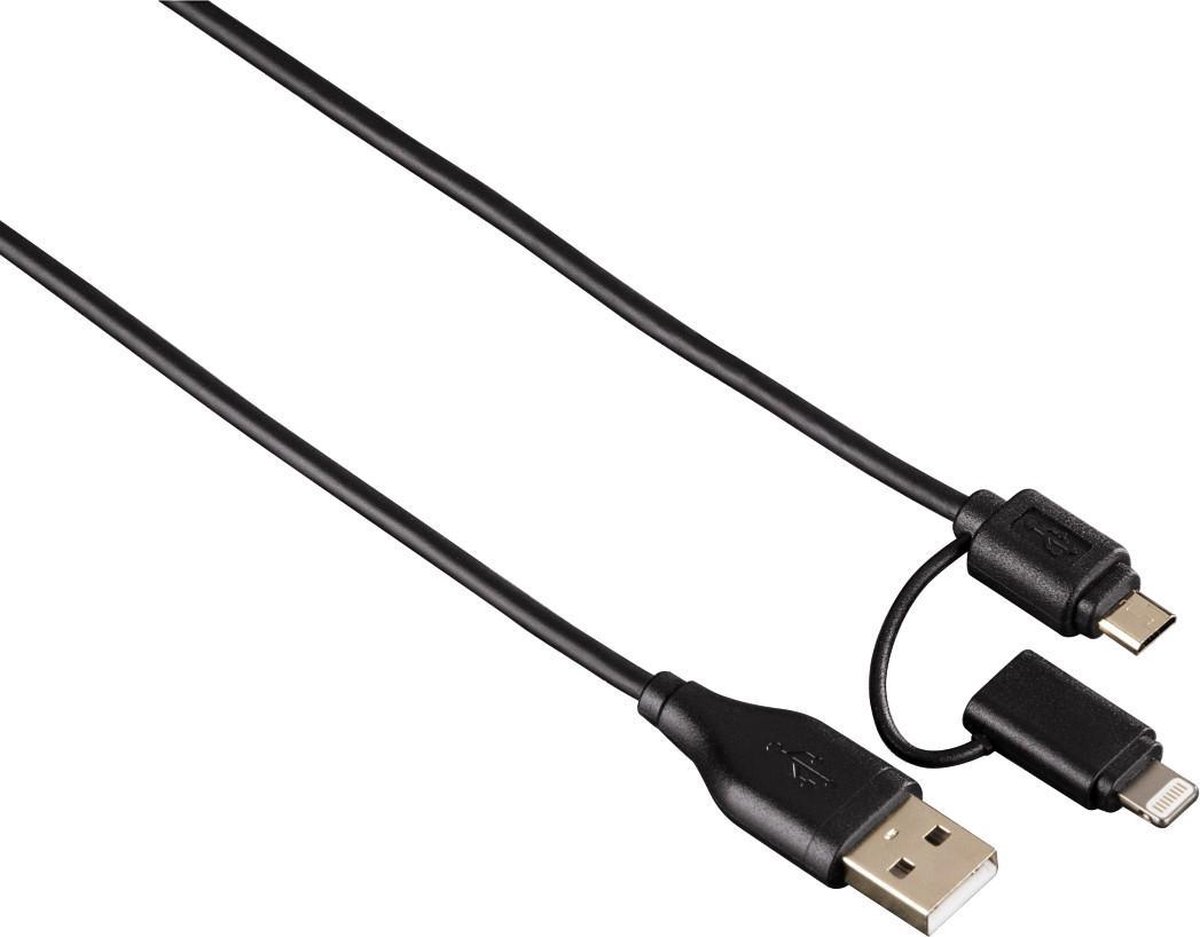 Hama 2 in 1 Micro USB en lightning kabel 1.2m