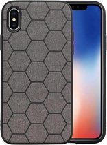 Hexagon Hard Case - Telefoonhoesje - Backcover Hoesje - achterkant hoesje - Geschikt voor iPhone X / iPhone XS - Grijs