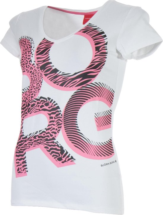 Bjorn Borg Salvia SS T-shirt Dames Sportshirt - Maat S - Vrouwen -  wit/roze/zwart | bol.com