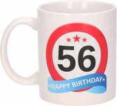 Verjaardag 56 jaar verkeersbord mok / beker