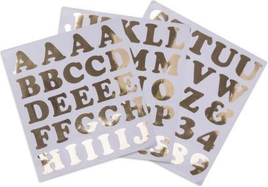 Letterstickers en cijfers XL - metallic goud - 71 delig | bol.com