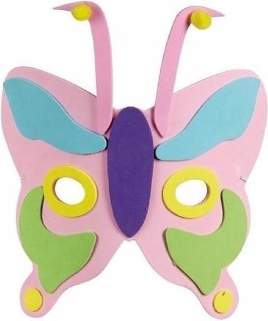 Roze vlinder masker met paarse neus 18cm | bol.com
