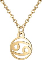 24/7 Jewelry Collection Kreeft Ketting - Cirkel - Sterrenbeeld - Horoscoop - Goudkleurig