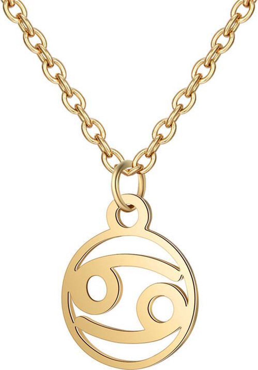 24/7 Jewelry Collection Kreeft Ketting - Cirkel - Sterrenbeeld - Horoscoop - Goudkleurig