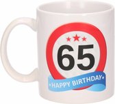Verjaardag 65 jaar verkeersbord mok / beker