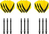 Darts Set - 3 sets - XS100 Vista - Geel - Darts flights - plus 3 sets - aluminium - darts shafts - zwart - medium