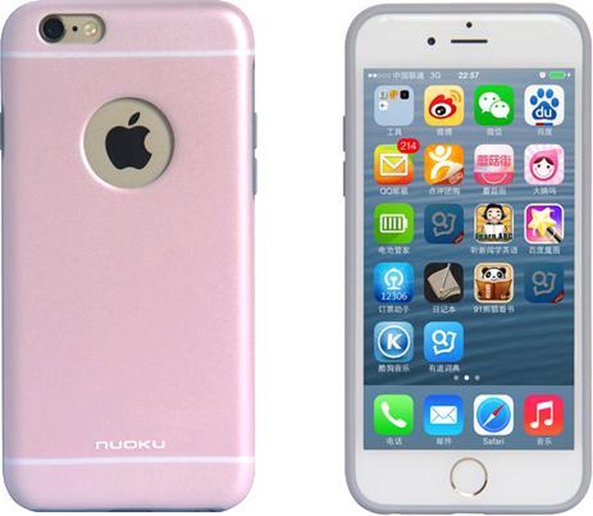Nuoku Hoesje voor Apple iPhone 6/6S - Back Cover - TPU - Licht Roze