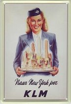 KLM reclame Naar New York reclamebord 20x30 cm