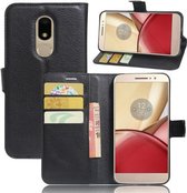 Motorola M Grain portemonnee cover - zwart