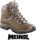 Bruine leren mid-hoge wandelschoen met veter sluiting, beige tong en GORE-TEX logo.