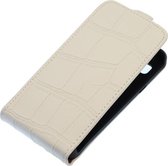 BestCases.nl Wit Krokodil Flip case hoesje voor LG Optimus L7 P700