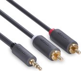 2 RCA male naar 3.5mm Audio Jack male kabel - 1 Meter