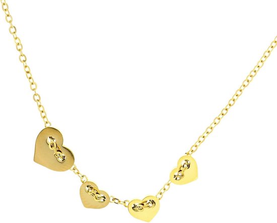 Minimalistische ketting stainless steel (staal) goud kleur met hart hangers  | bol.com
