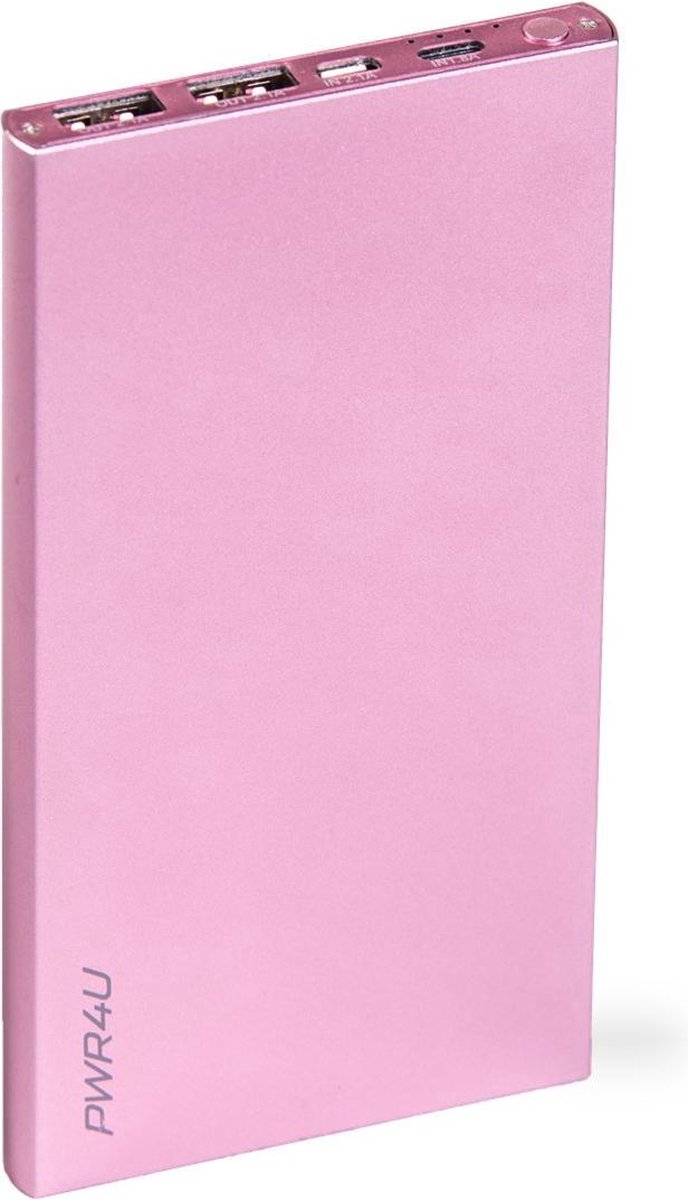 PWR4U Powerbank met een capaciteit van 8000 mAh - voorzien van een aluminium case - geschikt voor o.a. Samsung en iPhone smartphones