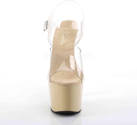 Sandale Pleaser avec bride à la cheville -39 Chaussures- ADORE-708 US 9 Creme