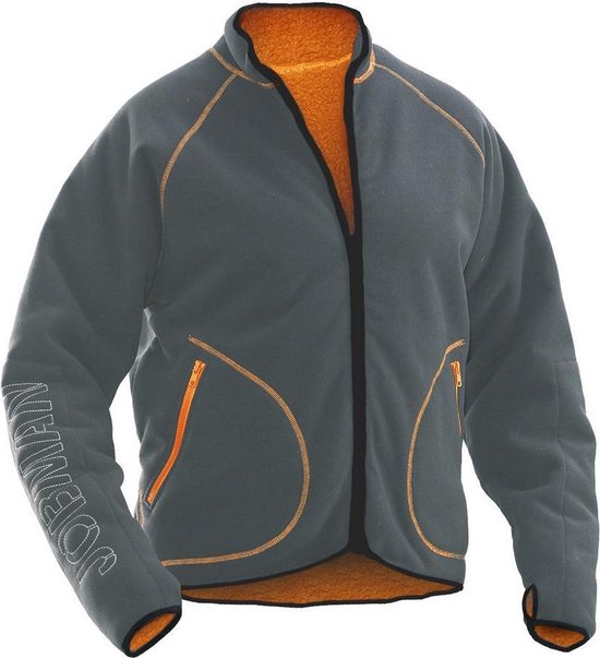 Jobman 5192 Fleece Jacket Reversible 65519274 - Grijs/Oranje - 3XL