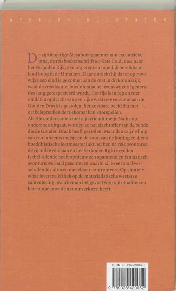 Wereld Bibliotheek. Tekst op achterkaft van Het Rijk van de Gouden Draak.