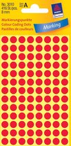 50x Avery Ronde etiketten diameter 8mm, rood, 416 stuks