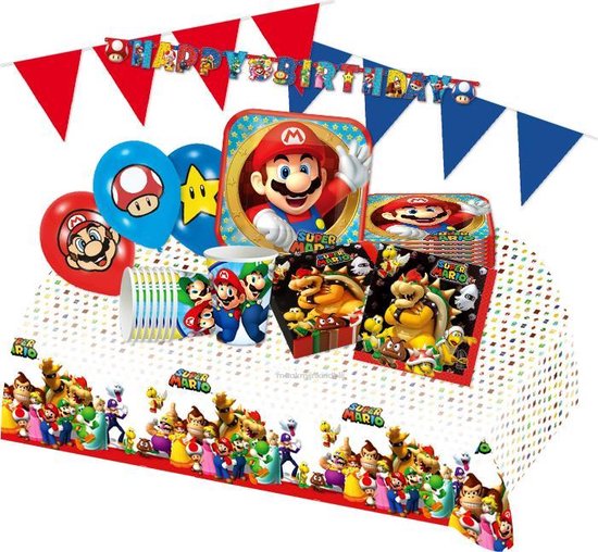 Numeriek Herdenkings Verlichten Super Mario feestpakket | feestartikelen kinderfeest voor 8 personen |  bol.com