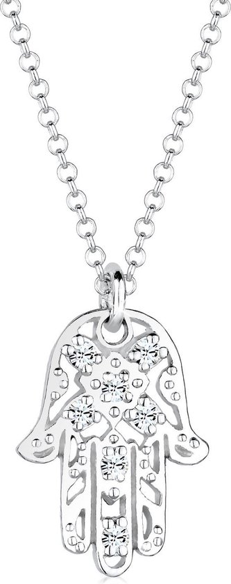 Elli Halsketting Hamsa-hand Steentjes 925 zilver