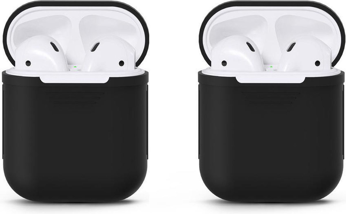 Case Voor Apple Airpods - Siliconen - Zwart- 2 Stuks