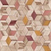 Hexagone 3D kubus beige/bruin modern (vliesbehang, multicolor)