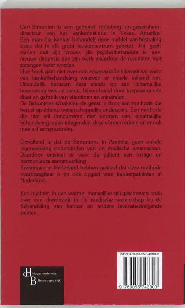 Achterzijde van een boek. Beschrijving van "Op Weg Naar Herstel". ISBN: 978-90-557-4380-3. Logo: Hoger onderwijs Beroepspraktijk Uitgevers HB.