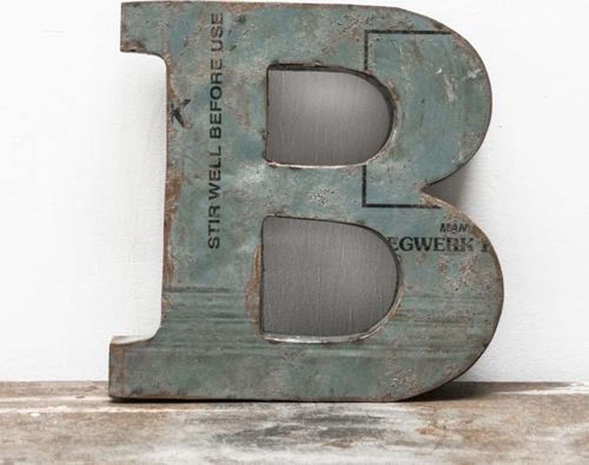 Muur Letter B| Letter Blik Groot | Vintage Letter B | Muurdecoratie