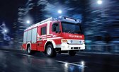 Fotobehang - Vlies Behang - Brandweer - Brandweerauto - Brandweerwagen - Kinderbehang - 416 x 254 cm