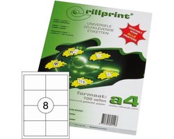 Rillprint Etiketten - type 89116 - Afmeting 97 x 67,6 mm - 8 op een vel A4 - 100 vel per pak - 800 etiketten - Geschikt voor Kopieermachines, Laser en Inkjet -printers