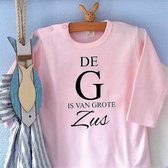 Shirt meisje baby zwangerschap aankondiging De G van grote Zus| lange mouw T-Shirt | roze| maat 86 zwangerschap aankondiging bekendmaking Baby big sis sister