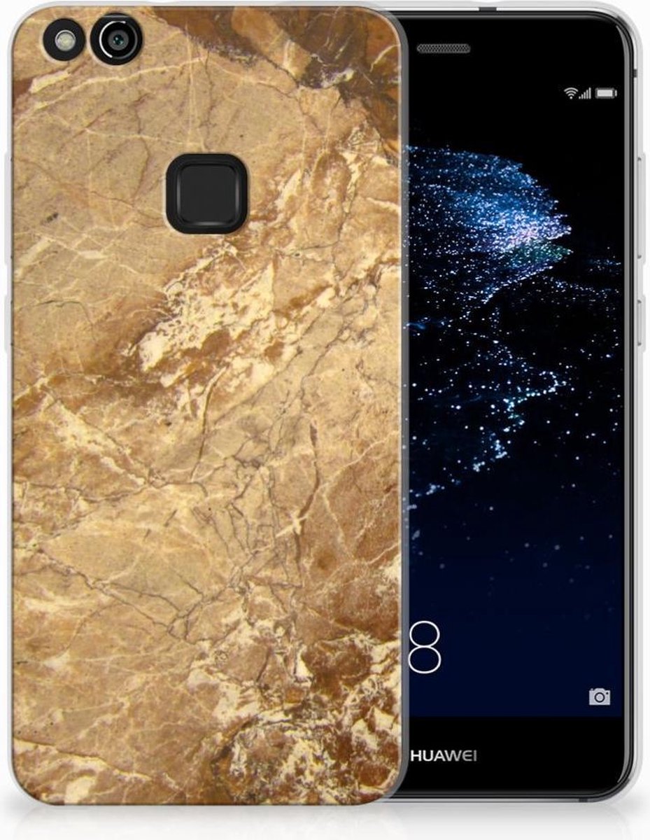 Huawei P10 Lite TPU Siliconen Hoesje Marmer Creme