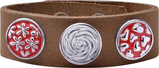 Quiges - Dames Click Button Drukknoop 18mm Bloem Roos Wit - EBCM335
