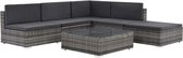 Loungeset poly rattan grijs 16-delig - Inclusief fleecedeken