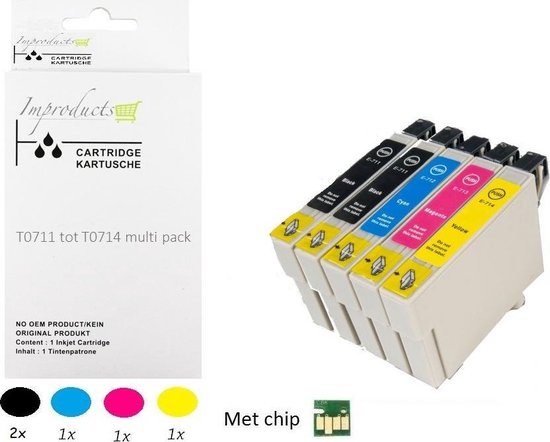 Improducts® Inkt cartridges - Alternatief Epson T0711 T0712 T0713 T0714  T0715 set + zwart | bol