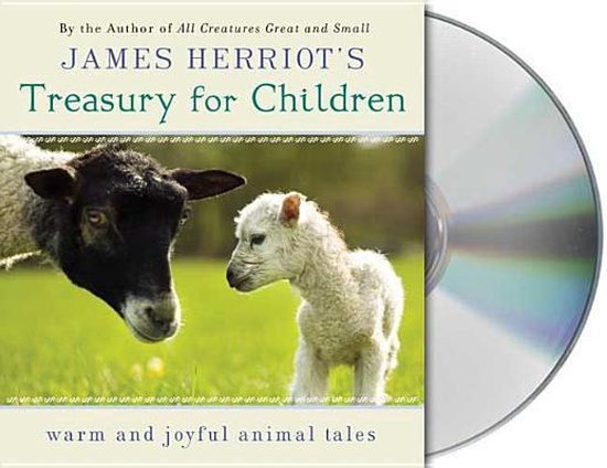 CD van James Herriot's Treasury for Children, met een schaap en lammetje op de hoes. De tekst 'warm and joyful animal tales' staat onderaan.