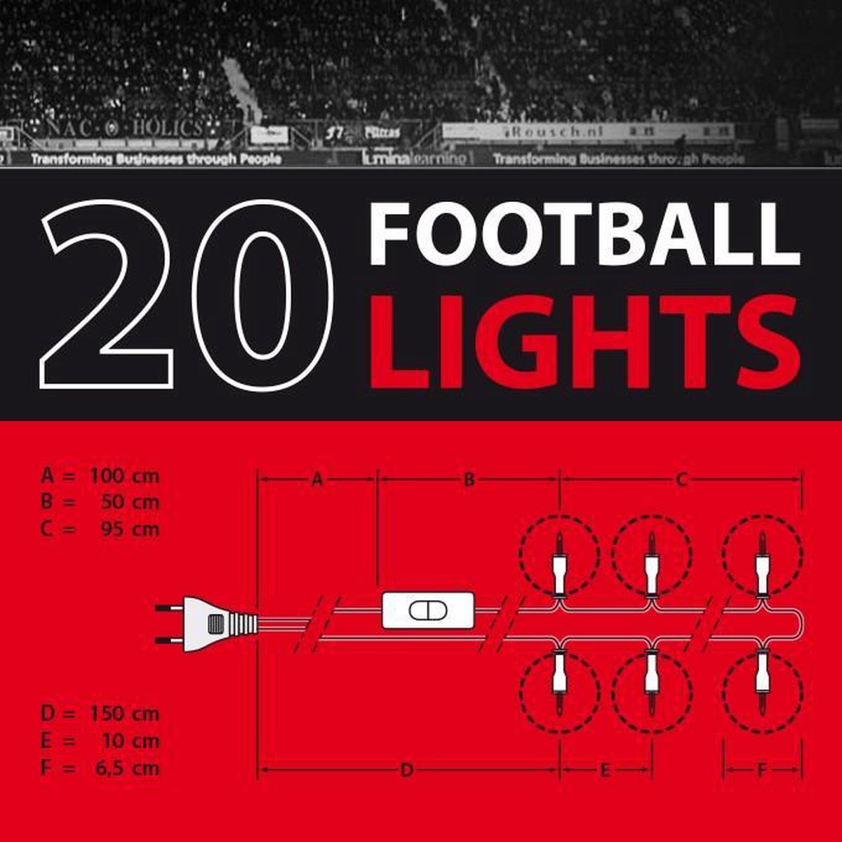 Football Lights Lichtslinger Rood/Wit 20 lampjes