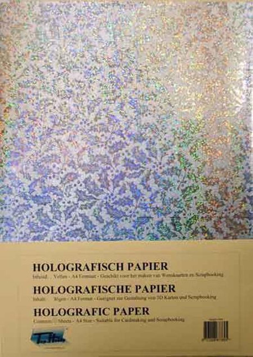 Holografisch A4 Papier - Hulstblaadjes - 21 x 29,7cm - 50 Vellen - Voor het maken van prachtige kaarten, scrapbook of andere creatieve objecten