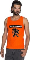 Oranje Holland zwarte leeuw tanktop shirt/ singlet heren - Oranje Holland supporter/ fan kleding. S