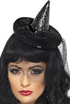 Halloween Mini heksen hoed op diadeem zwart
