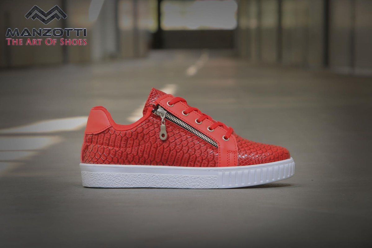 Rode heren sneakers van Manzotti Met Python Print en Rits sluiting bol