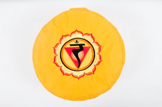 Om Namaste Ronde Meditatiekussen Chakra Collection - Geel 3e Chakra van Om Namaste — afbeelding 2