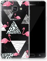 Geschikt voor Samsung Galaxy A3 2016 Uniek TPU Hoesje Flamingo Triangle