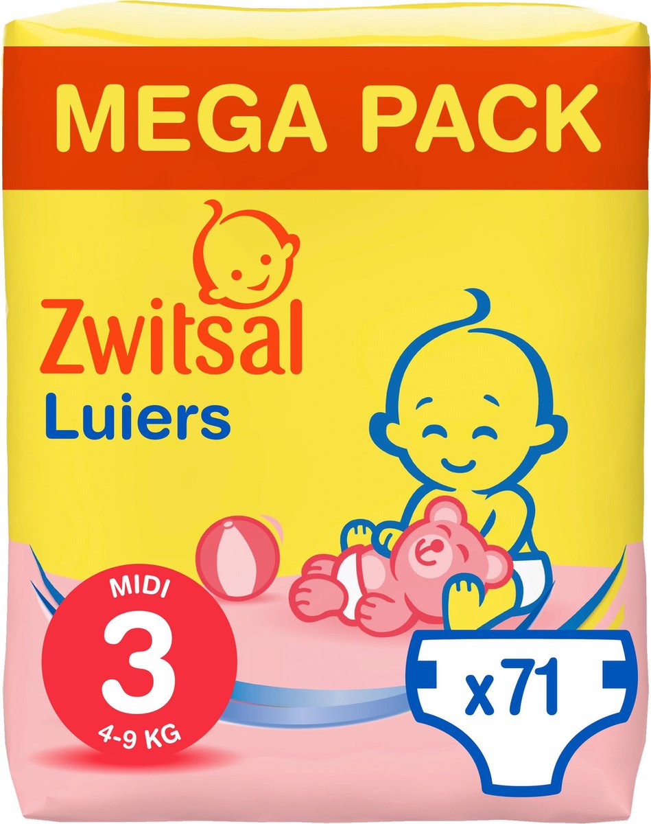 Zwitsal Luiers - Midi Maat 3 - 71 stuks - Voordeelverpakking