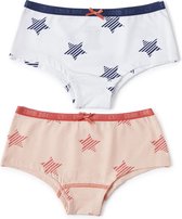 Little Label - hipster 2-pack - white star & light pink star - maat: 110/116 - bio-katoen