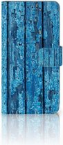Geschikt voor Samsung Galaxy A7 (2018) Bookcase Hoesje Wood Blue