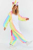 KIMU Onesie eenhoorn pak regenboog unicorn kostuum - maat M-L - eenhoornpak jumpsuit huispak