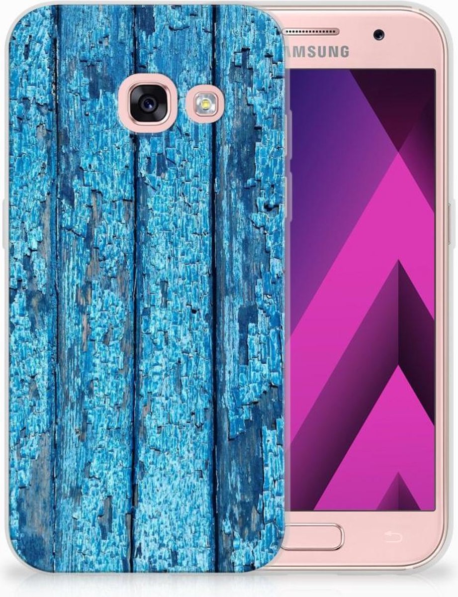 Samsung Galaxy A3 2017 Bumper Hoesje Wood Blue