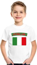 T-shirt met Italiaanse vlag wit kinderen S (122-128)